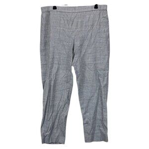 Theory Womens 10 Gray Pull-On Ankle Slim Stretch Work Trousers Linen Blend Pants